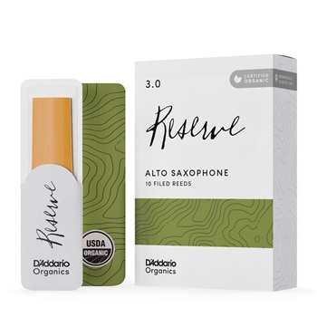 D'Addario Organic Reserve Alto Saxophone Reeds #3.0+, Box of 10